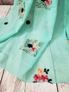 Aquamarine Floral Embroidered Scarves