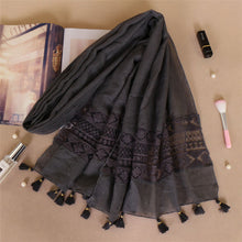 Load image into Gallery viewer, Light weight lace and tassel hijabs/scarves