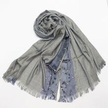 Load image into Gallery viewer, Pearls and shimmer scarf with fringe