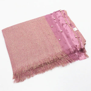 Pearls and shimmer scarf with fringe