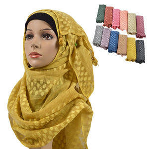 Nice Polka Dot Cotton Tassel Scarf Women Hijab/Scarf