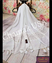 Load image into Gallery viewer, White Beautiful  Lace and tassel  Scarf